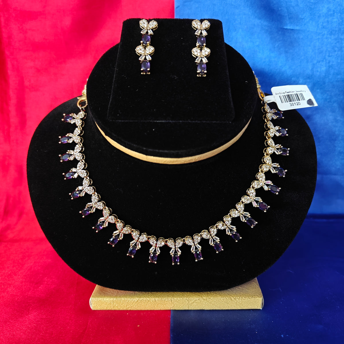 Beautiful Mini Haaram In Purple Stone