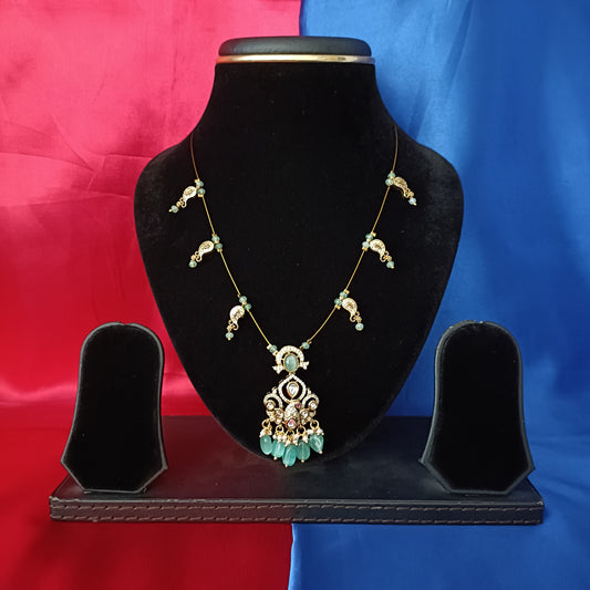 Beautiful Invisible Chain In Pista Green Beads