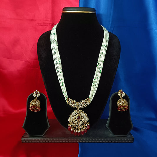 Beautiful Moti Mala In Maroon Beads