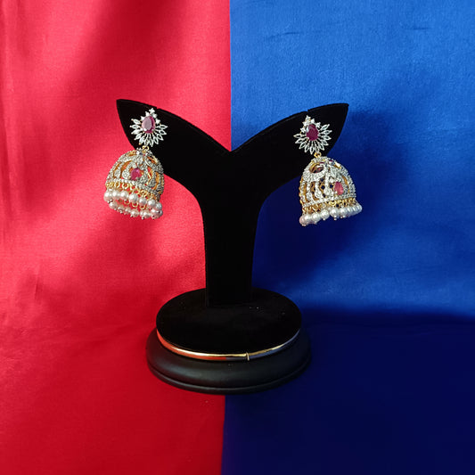 Elegant GJ Jhumki In Ruby Stone