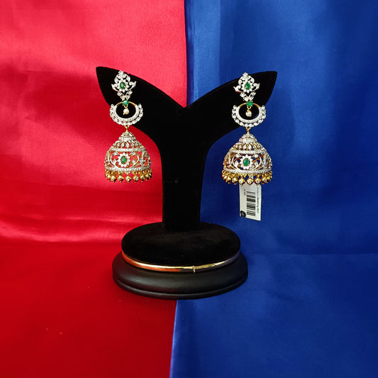 Beautiful GJ Jhumki In Green Stone