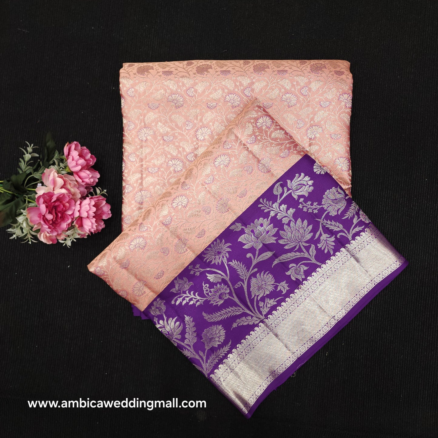 Handloom Pure Resham German Silver Zari Kanchi Pattu Saree