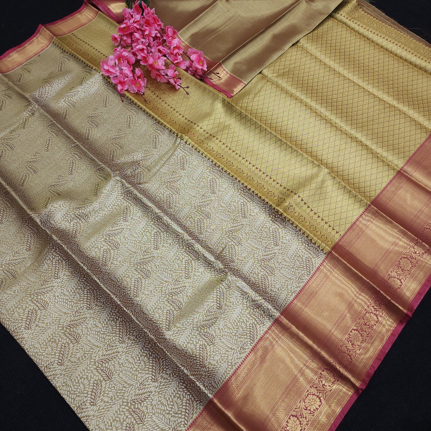 ✨️Semi Kanchi Pattu One Gram Gold Saree💫