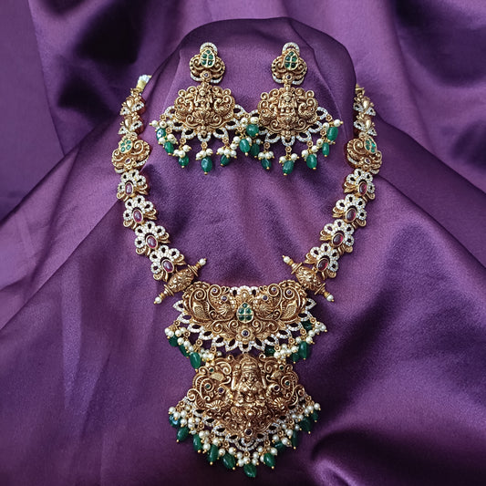 Beautiful Nakshi Short Necklace With Monalisa Beads And Laxmi Idol