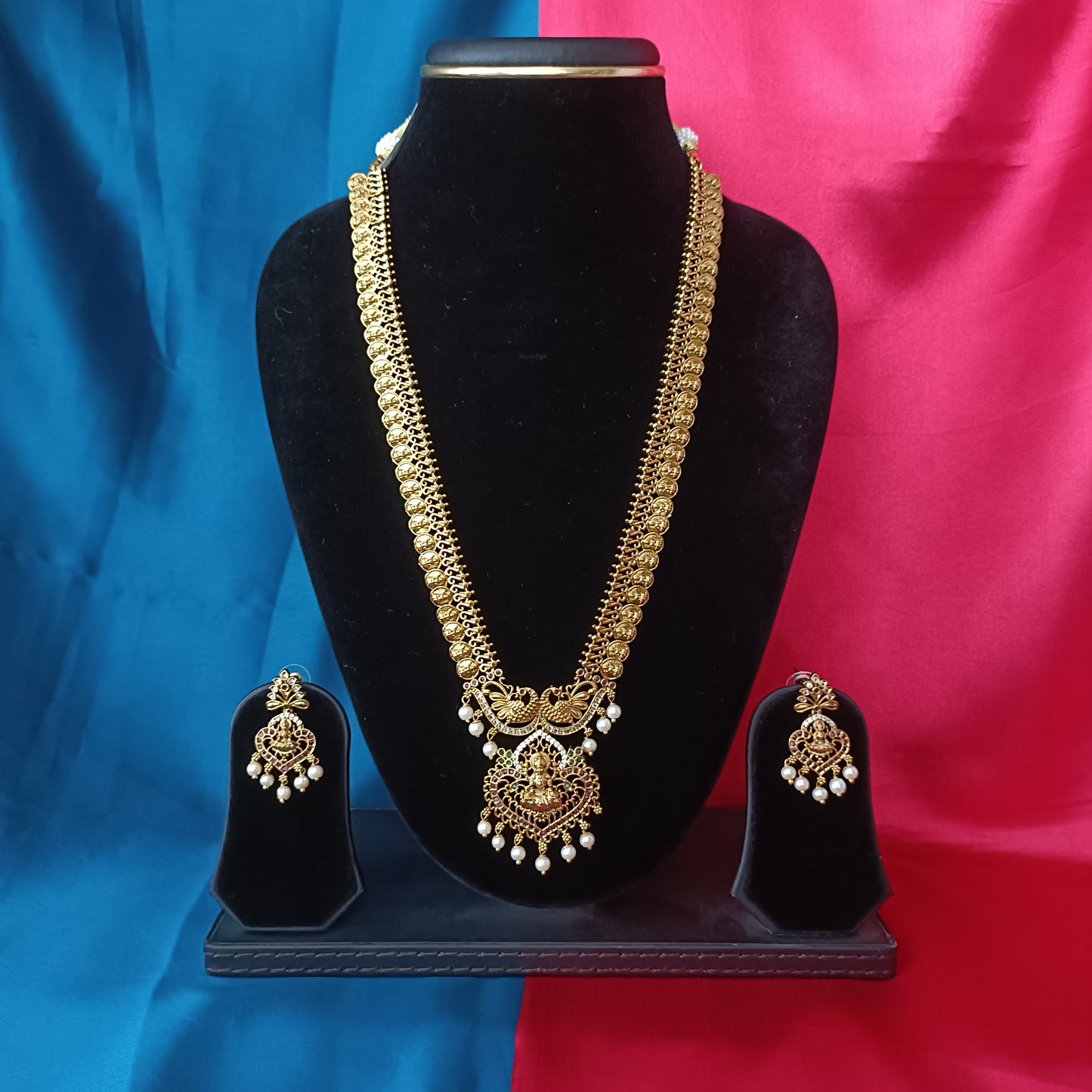 Beautiful Nakshi Long Necklace with Laxmi Idol