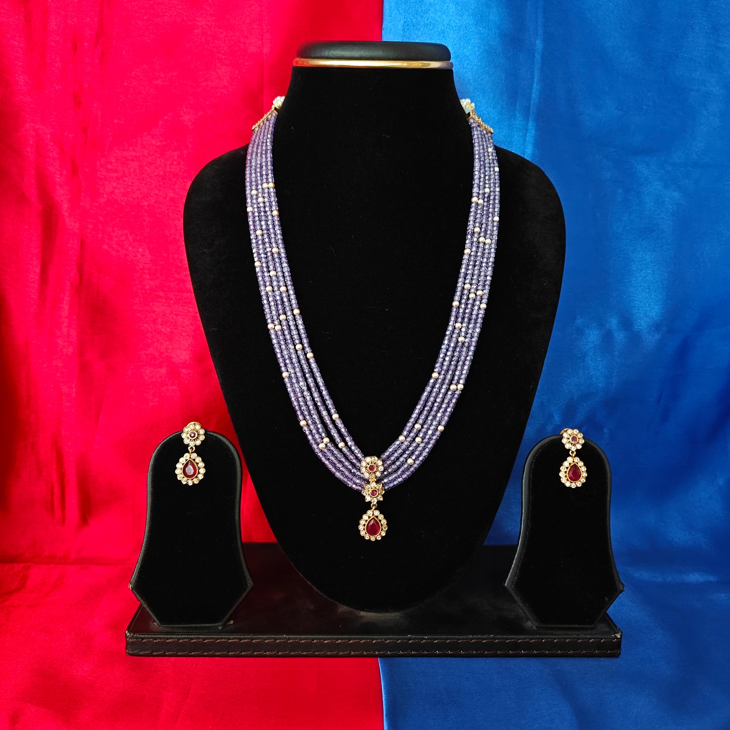 Beautiful Lavender Coloured Honex Mala In Ruby Stone