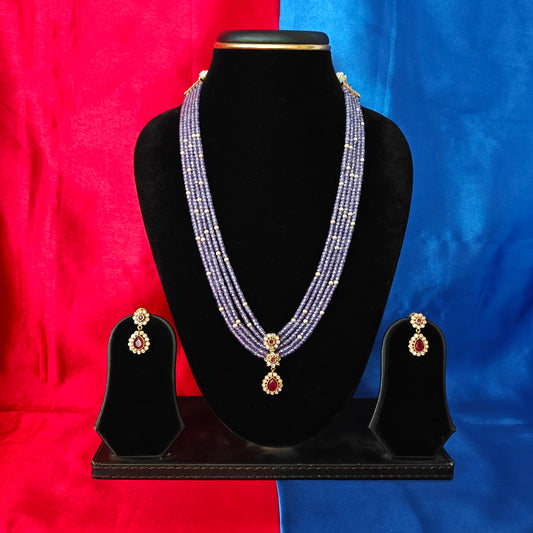 Beautiful Lavender Coloured Honex Mala In Ruby Stone