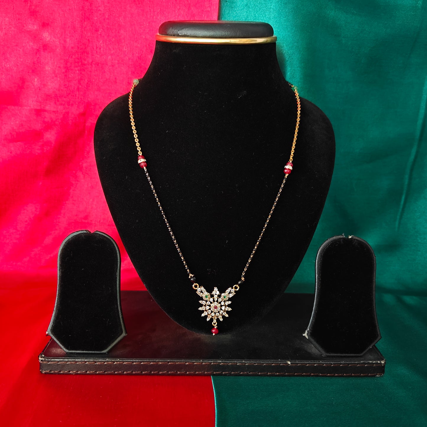 Beautiful Simple Black Beads Short In Multi Colour Stone