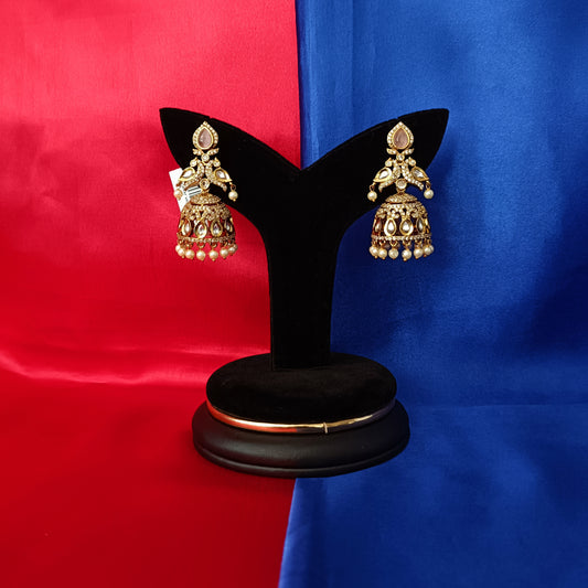 Beautiful Victorian Jhumki In Baby Pink Stone
