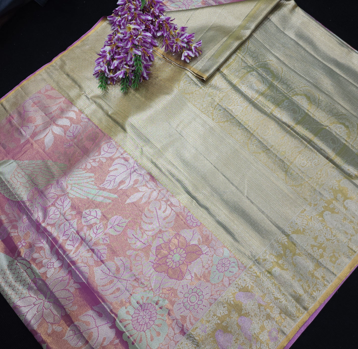 Semi kanchi pattu tissue 2 Gram Gold Sarees🛍️