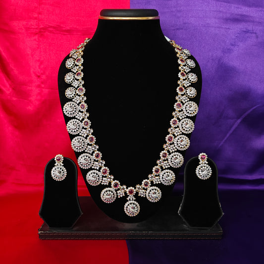 Beautiful GJ Long Necklace In Ruby Stone