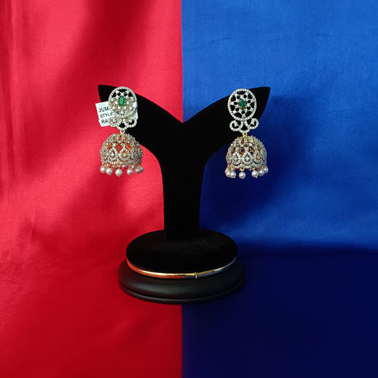 Elegant GJ Jhumki In Green Stone