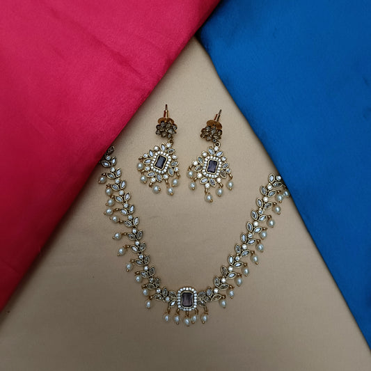 Beautiful Mini Haaram In Purple Stone