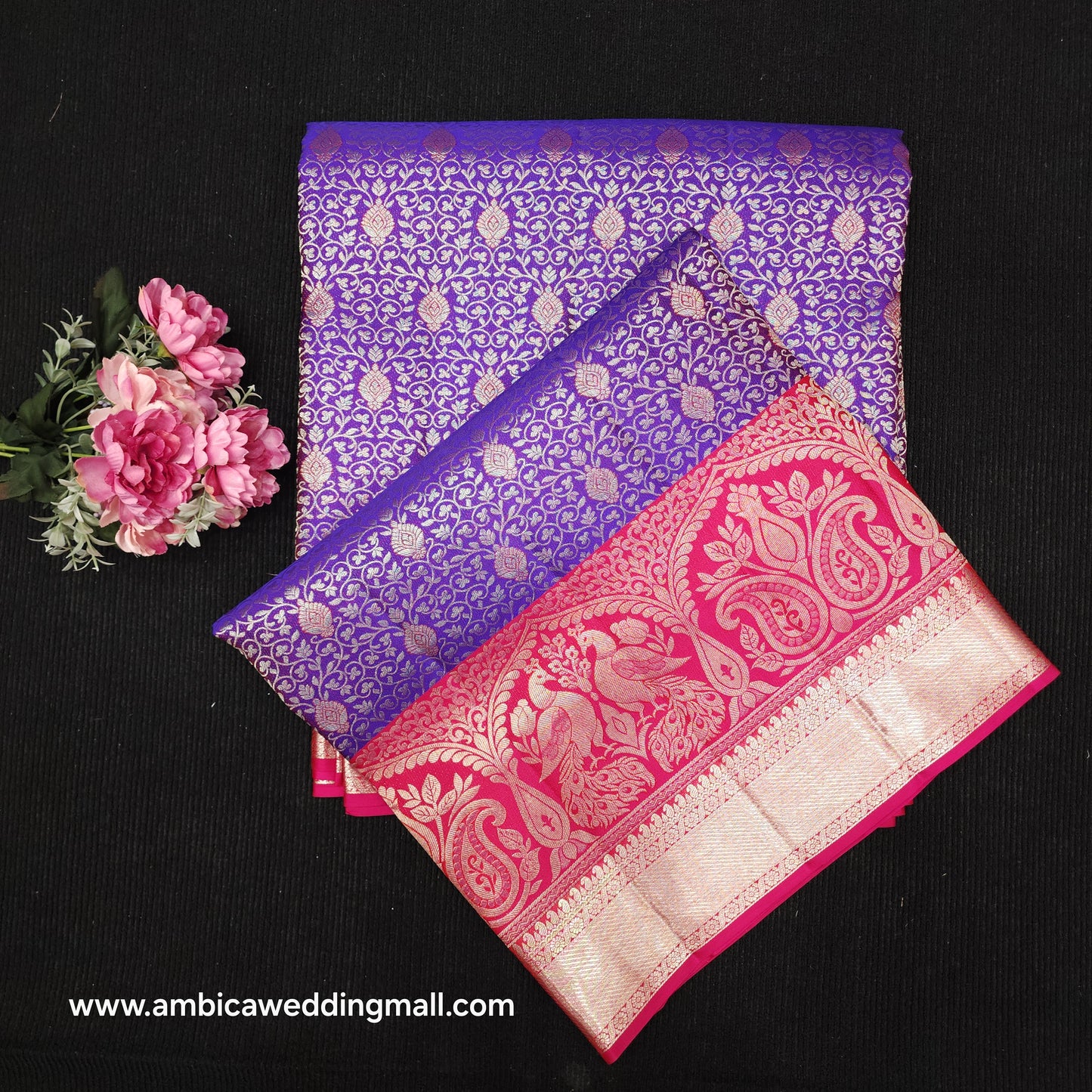 Handloom Pure Resham German Silver Zari Kanchi Pattu Saree