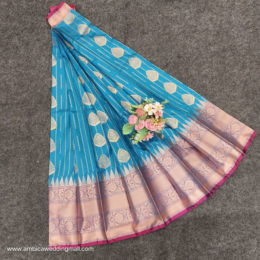 Semi Pattu Rose Gold Jari Kuppadam Saree