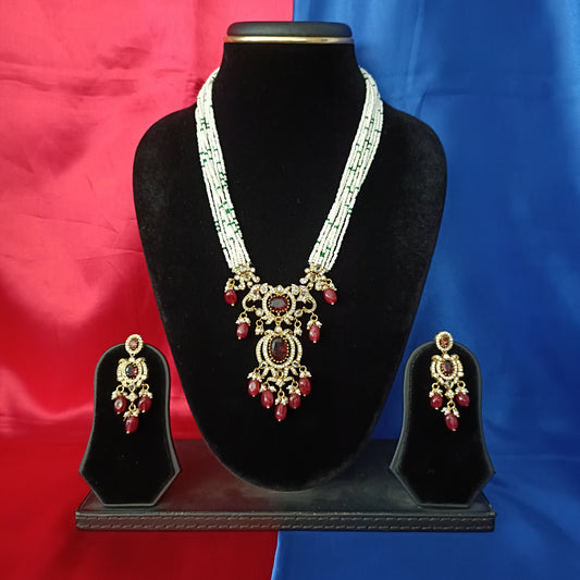 Beautiful Moti Mala In Maroon Beads