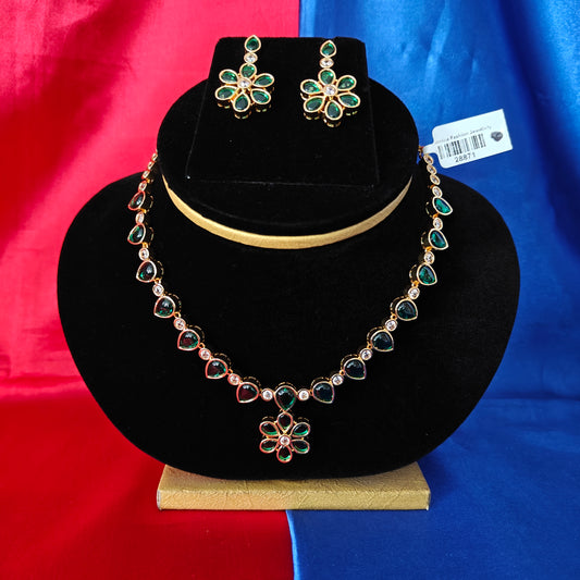 Beautiful Mini Haaram In Green Stone