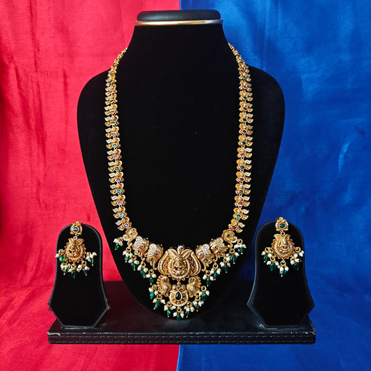 Beautiful Nakshi Long Necklace With Laxmi Idol