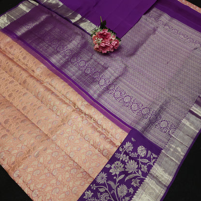 Handloom Pure Resham German Silver Zari Kanchi Pattu Saree