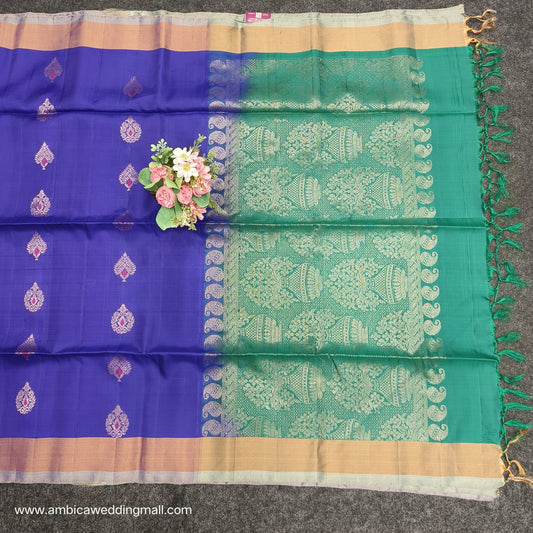 Handloom Kanchi Pattu 2Two Work Butta Saree