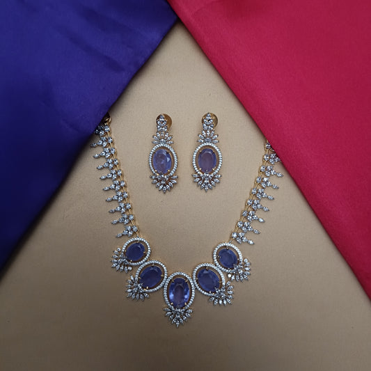 Elegant GJ Short Necklace In Lavender Stone