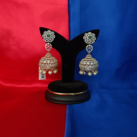 Beautiful GJ Jhumki In Green Stone