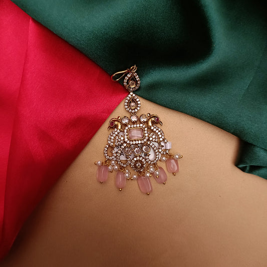 Beautiful Victorian Tika In Baby Pink Beads
