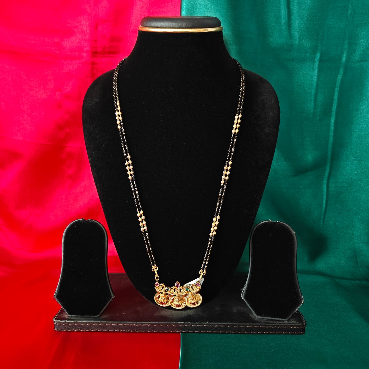 Beautiful Black Beads Long With Laxmi Idol
