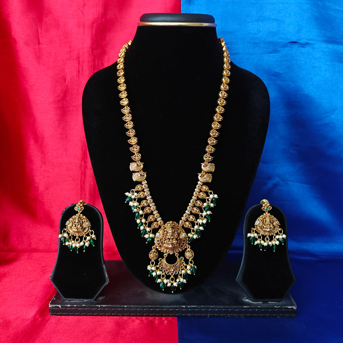 Beautiful Nakshi Long Necklace With Laxmi Idol