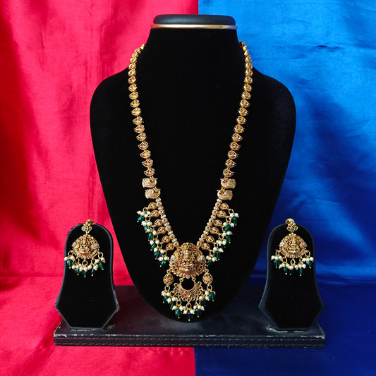 Beautiful Nakshi Long Necklace With Laxmi Idol
