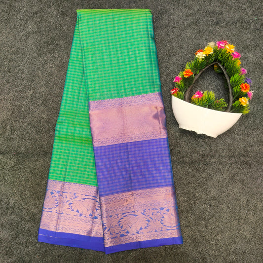 Kanchi Pattu Checks Handloom  Saree