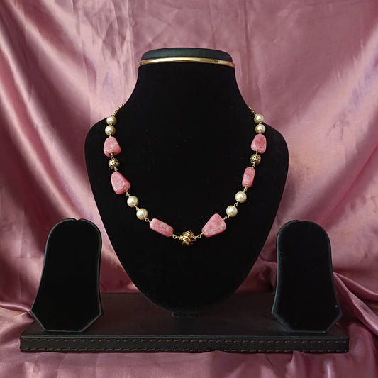 Beautiful Baby Pink gemstone  Necklace