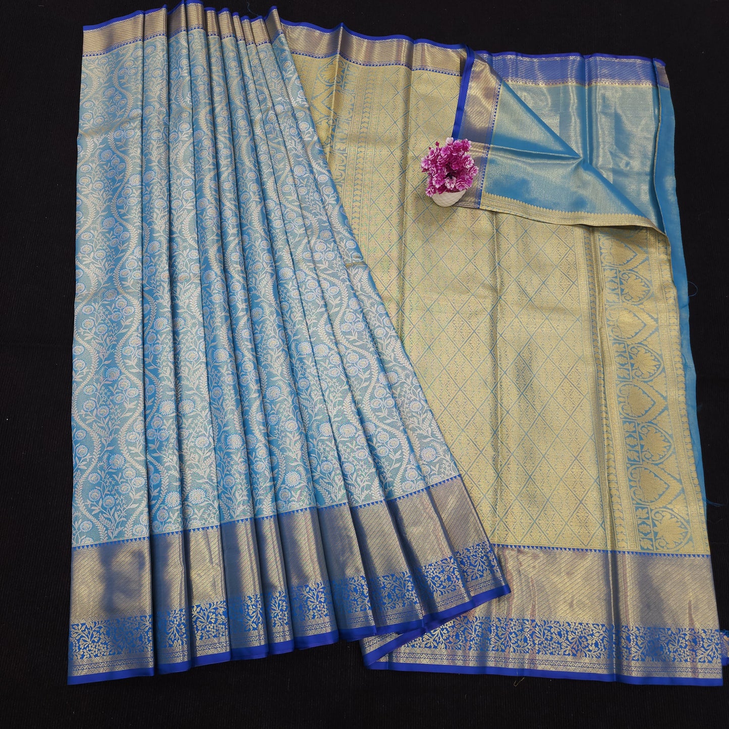 ✨️Semi Kanchi Pattu One Gram Gold Saree💫