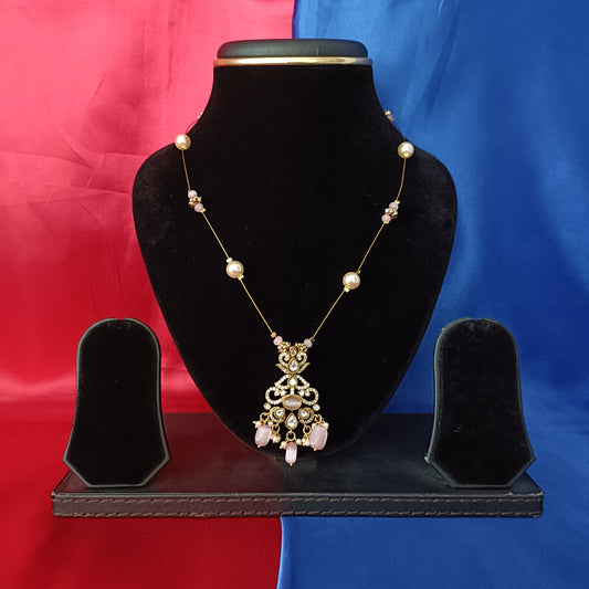 Beautiful Invisible Chain In Baby Pink Beads