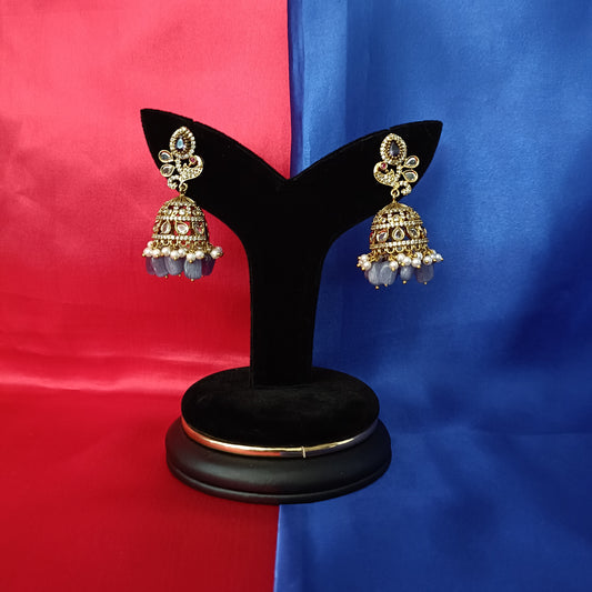Beautiful Victorian Jhumki In Purple Beads