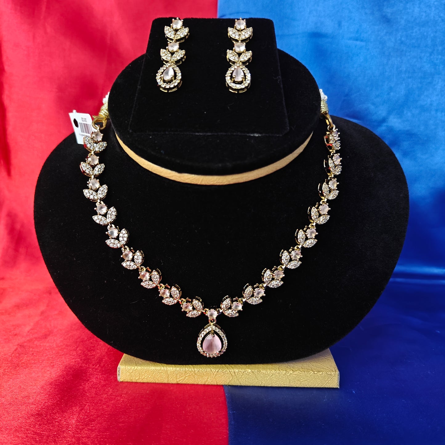 Beautiful Mini Haaram In Baby Pink Stone