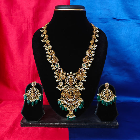 Beautiful Nakshi Long Necklace With Laxmi Idol
