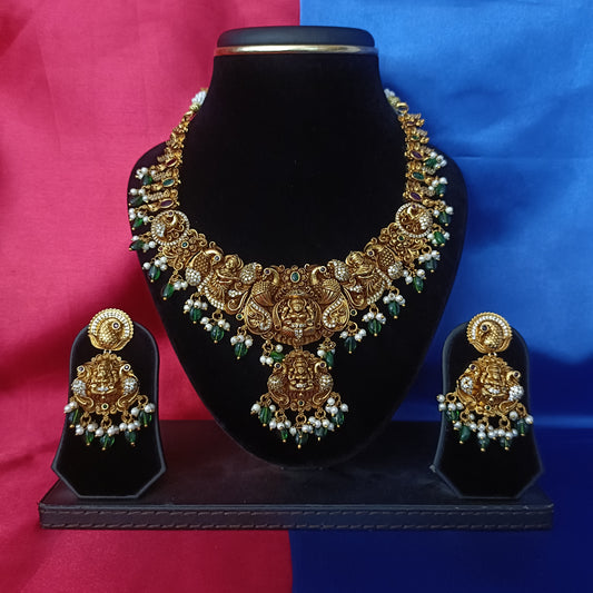 Beautiful Nakshi Short Necklace With Laxmi Idol