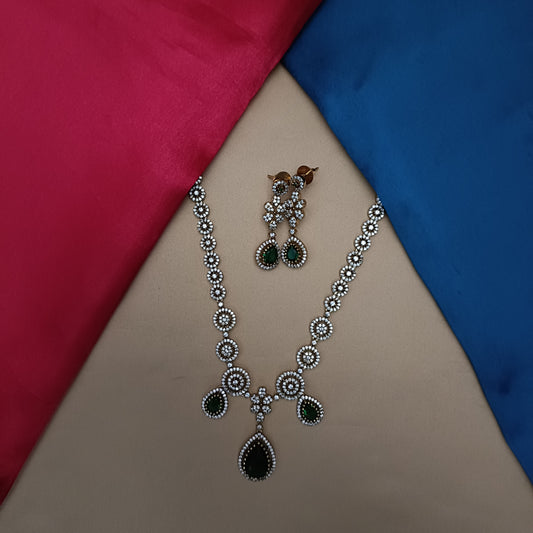 Beautiful Victorian Mini Haaram In Green Stone