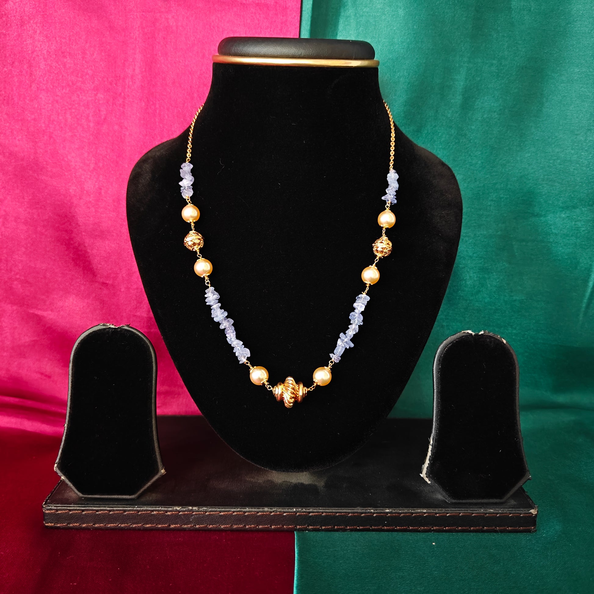 Beautiful Pearls Mala With Purple Sea Beads - Ambica Wedding Mall