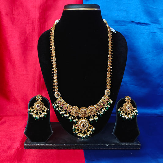 Beautiful Nakshi Long Necklace With Laxmi Idol