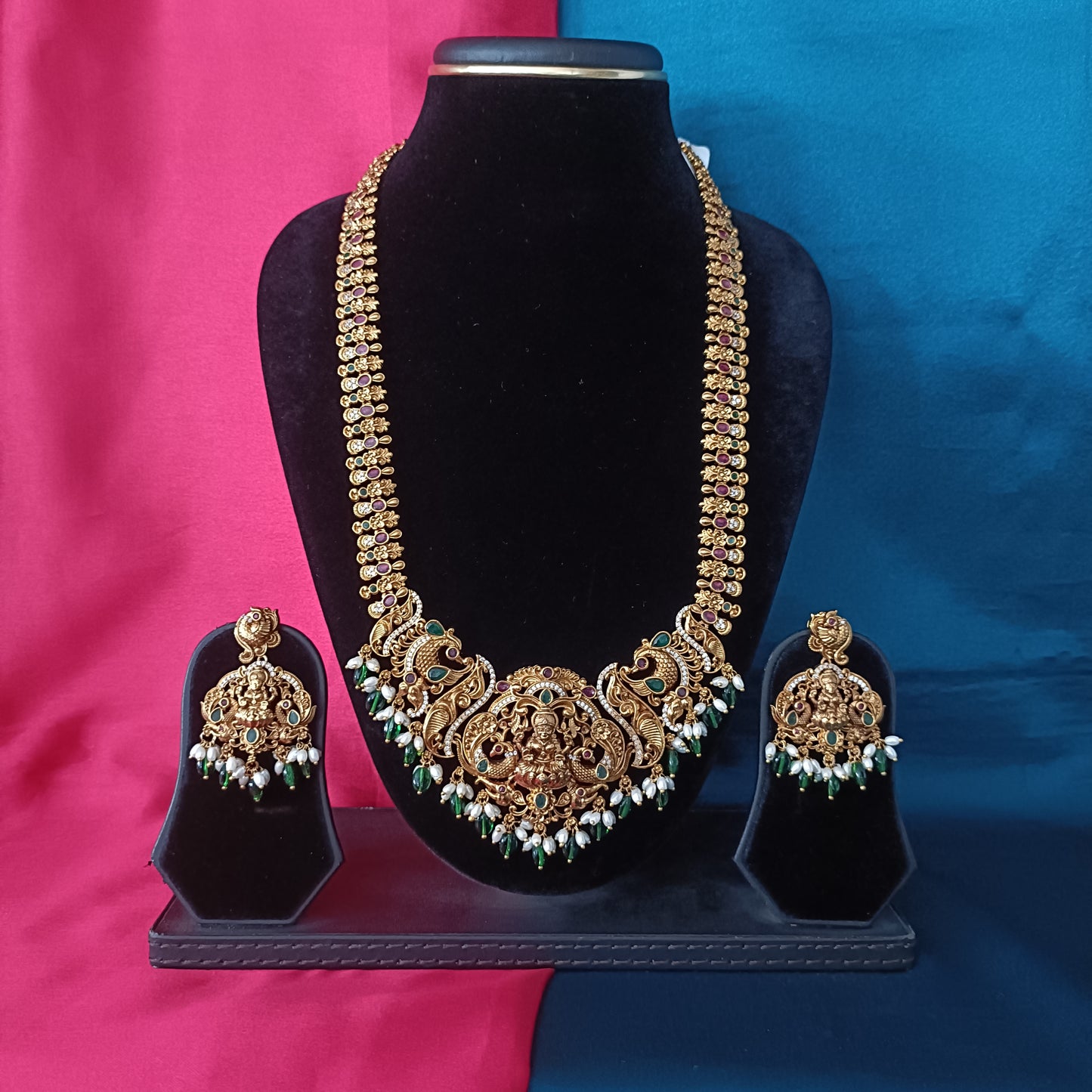 Beautiful Nakshi Long Necklace With Laxmi Idol