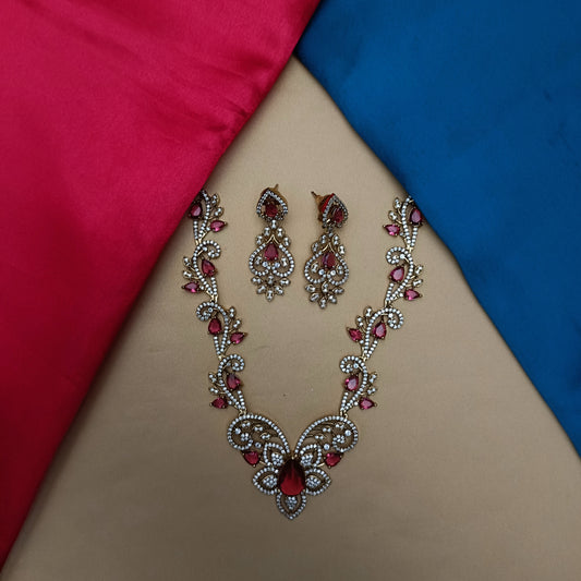Beautiful Victorian Mini Haaram In Red Stone