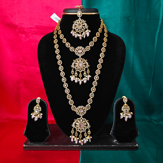 Beautiful Victorian Combo Set In Baby Pink Beads