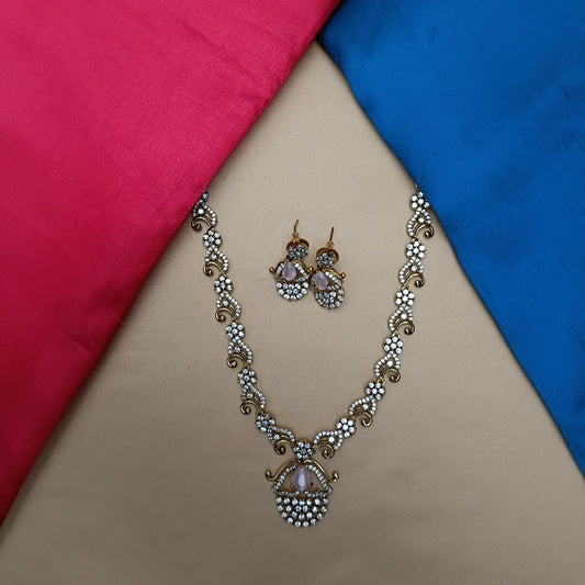 Beautiful Mini Haaram In Baby Pink Stone