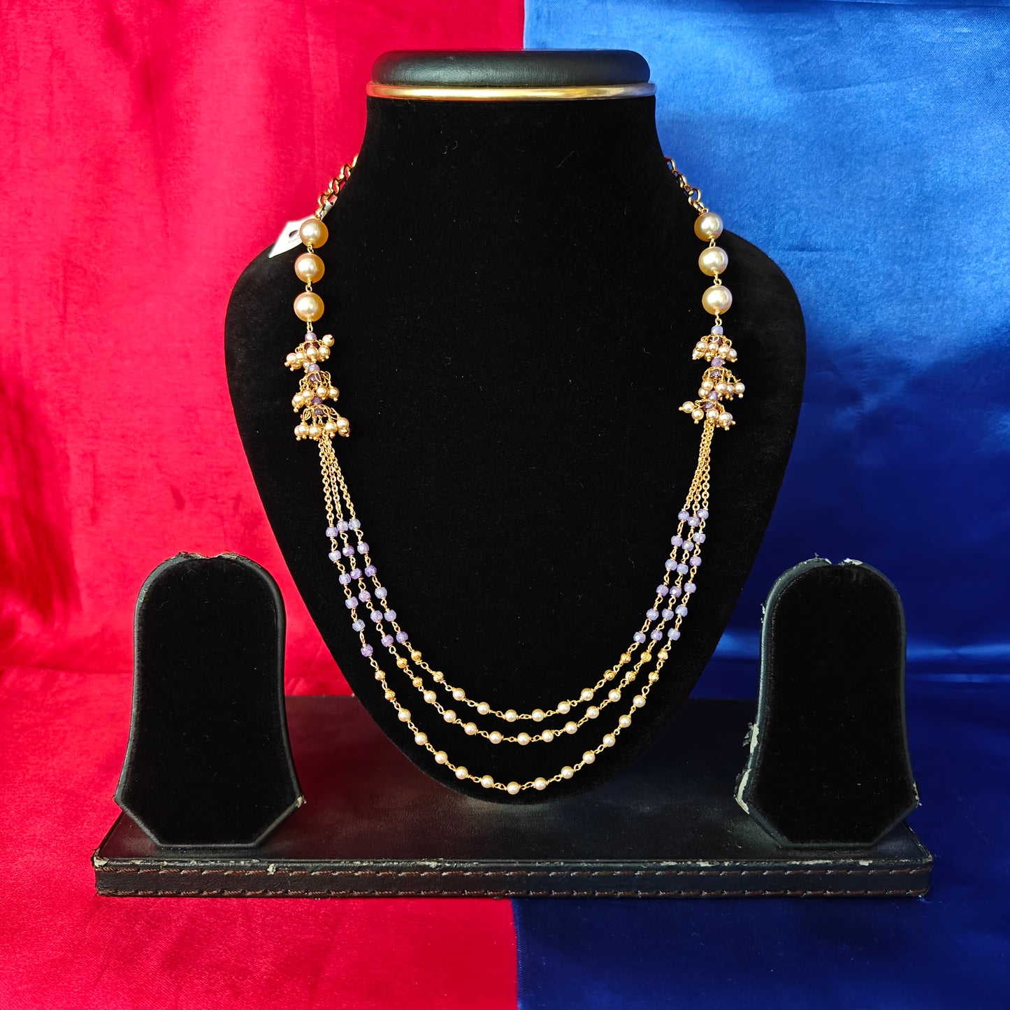 Beautiful Purple Coloured Honex Necklace With Pearls