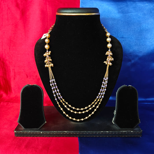 Beautiful Purple Coloured Honex Necklace With Pearls