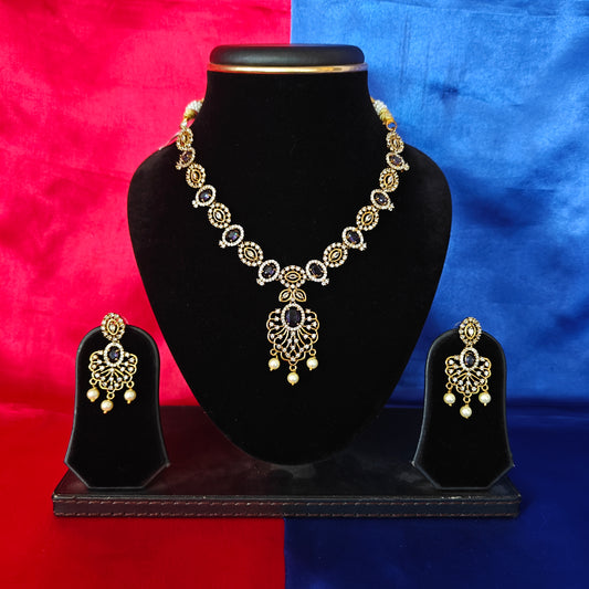 Beautiful Mini Haaram In Purple Stone