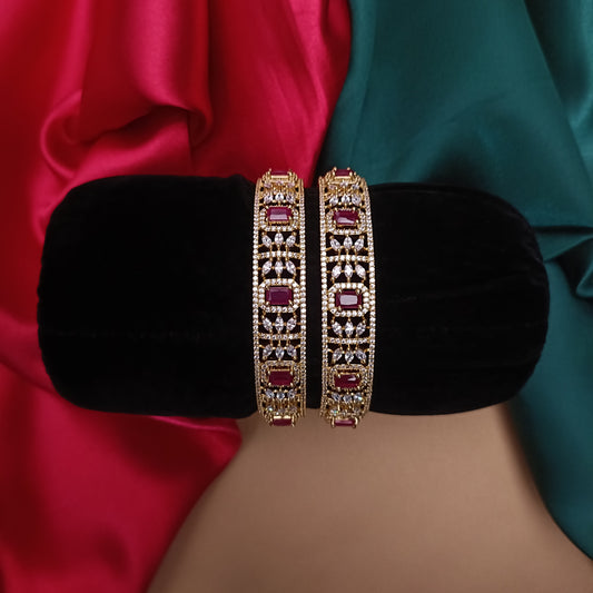 Beautiful CZ Bangles In Ruby Stone