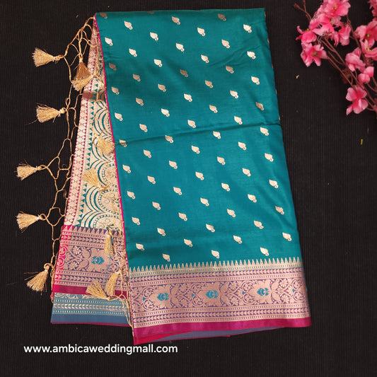 Semi Katan Banarasi Butta Saree - K1250